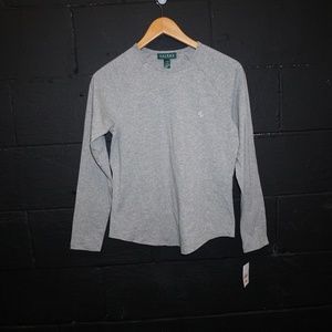 NWT Lauren RALPH LAUREN Heather gray cotton top